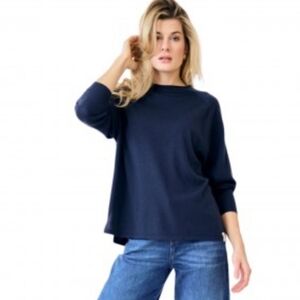 Henry Christ Navy Long Sleeve Funnel Neck Soft Cozy Pullover Top Sz L